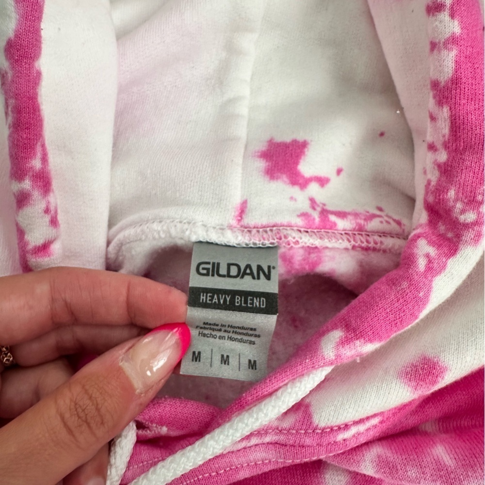 Pink & White Tie Dye Hoodie Size Medium - Picture 4 of 6